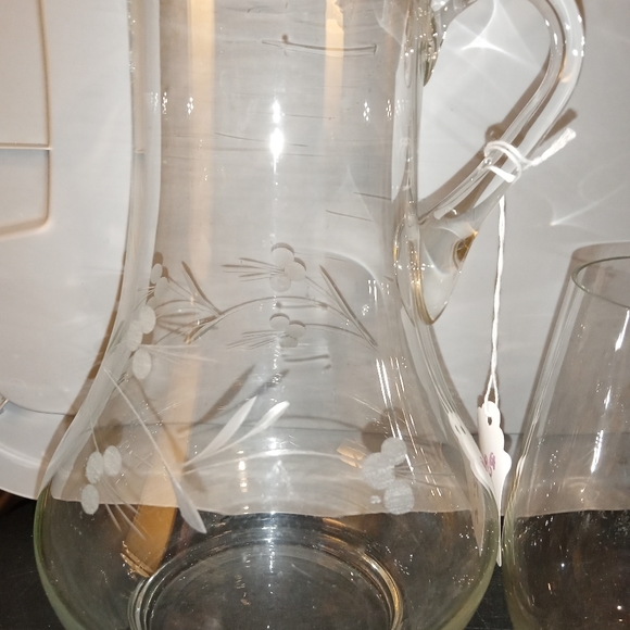 3pc lot vintage crystal tea or juice pitchers & beer mug - Picture 8 of 10